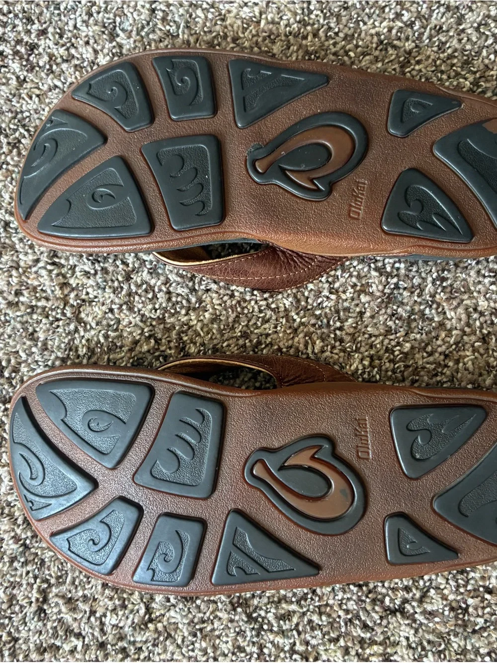 Olukai Hiapo Men's Brown Leather Flip Flop Sandals Size 8